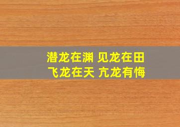 潜龙在渊 见龙在田 飞龙在天 亢龙有悔